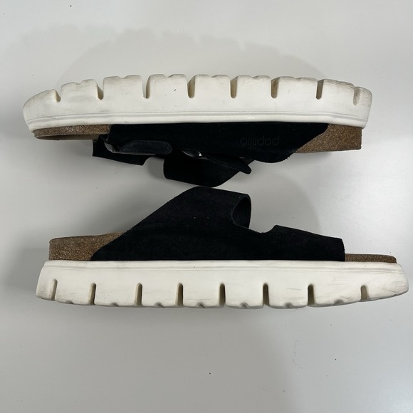 Arizona Platform Leather Chunky Suede Black Birkenstock Papillio Wedges Sz 40 - Picture 12 of 15
